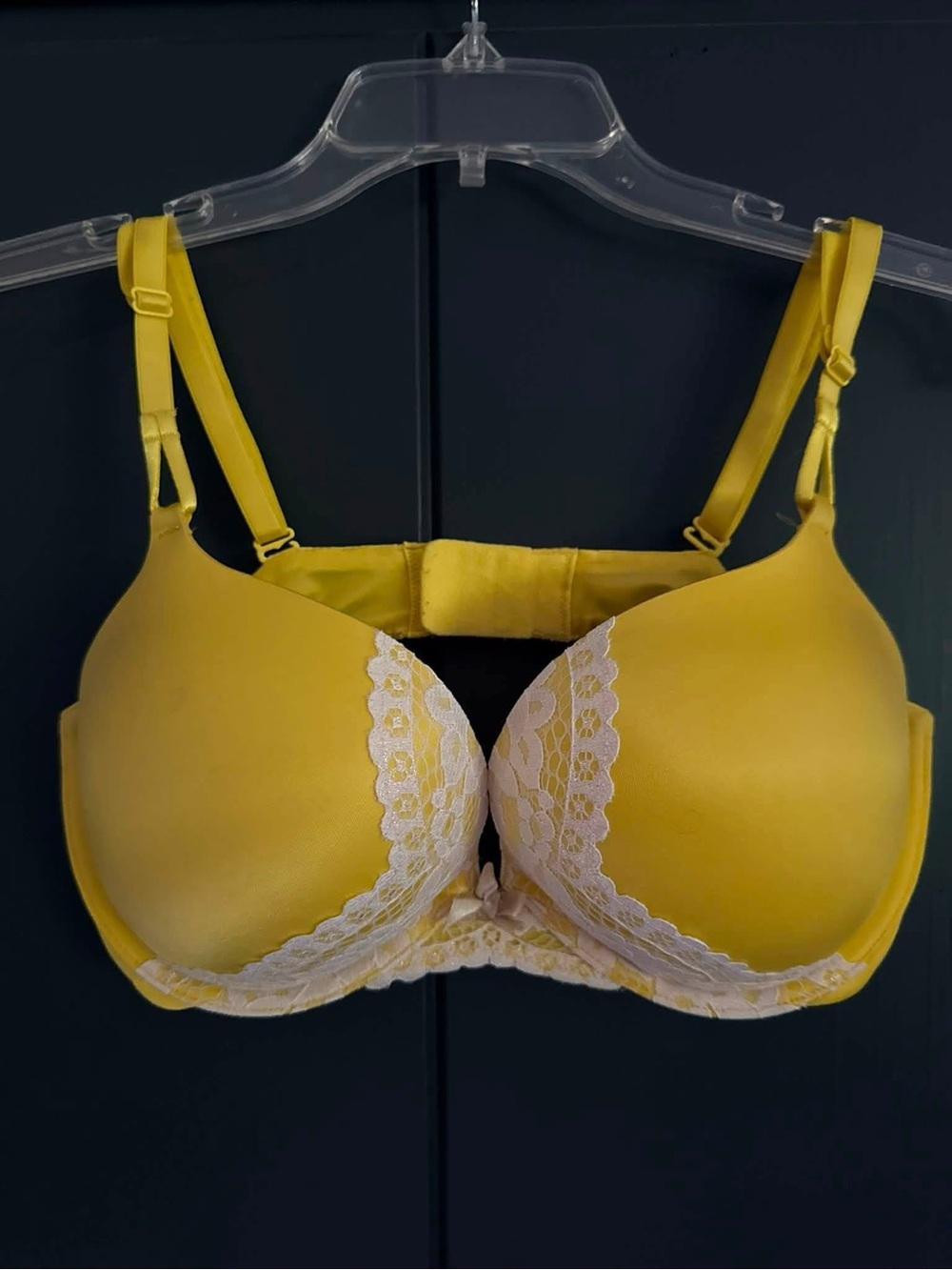 Victoria's Secret Yellow Push-Up Bra with White Lace Trim
